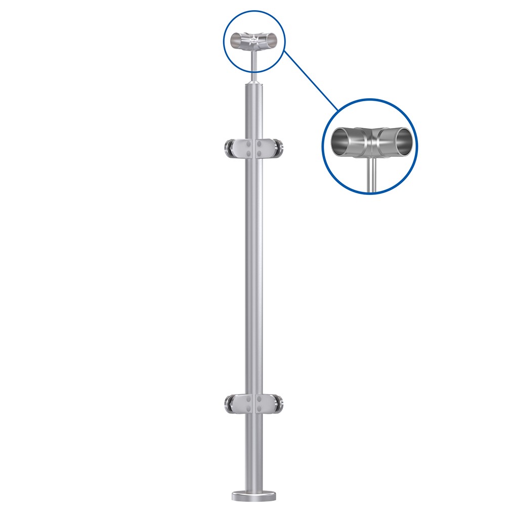 5 Hole Cross Bar Rail - 42.4mm Assembled C/W Welded Base Cover & 5 Bar Holders