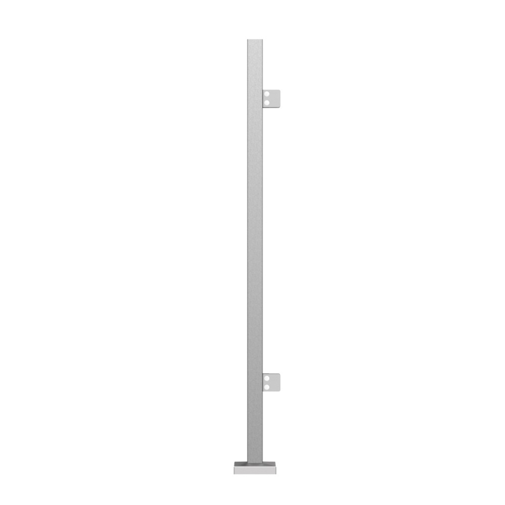 40mm Sq End Rail cw Welded Base & Cover 2 x Clamps, Without Top, 1100mm High