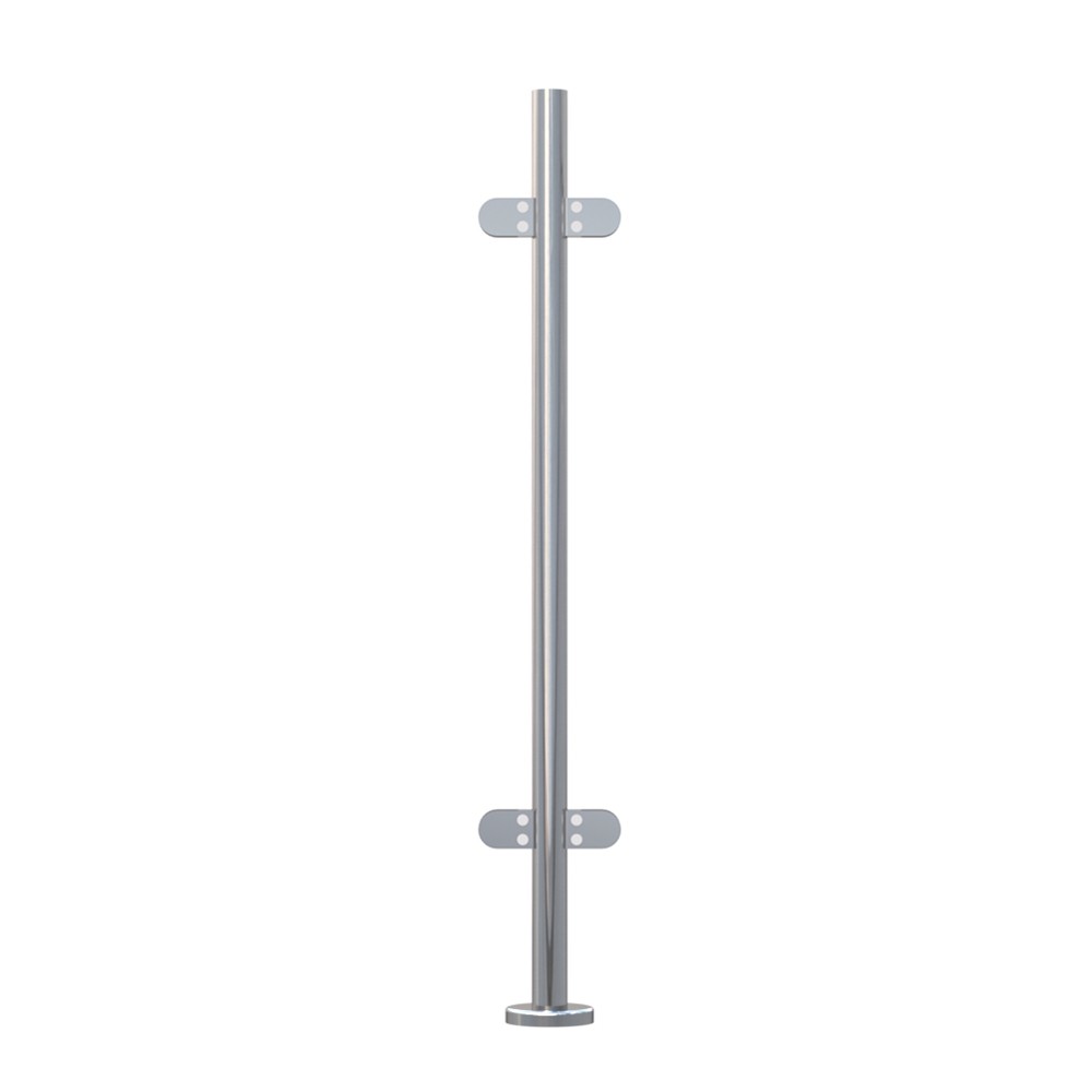 42.4mm Mid Rail with Welded Base & Cover 4 x Clamps, Without Top, 1100mm High
