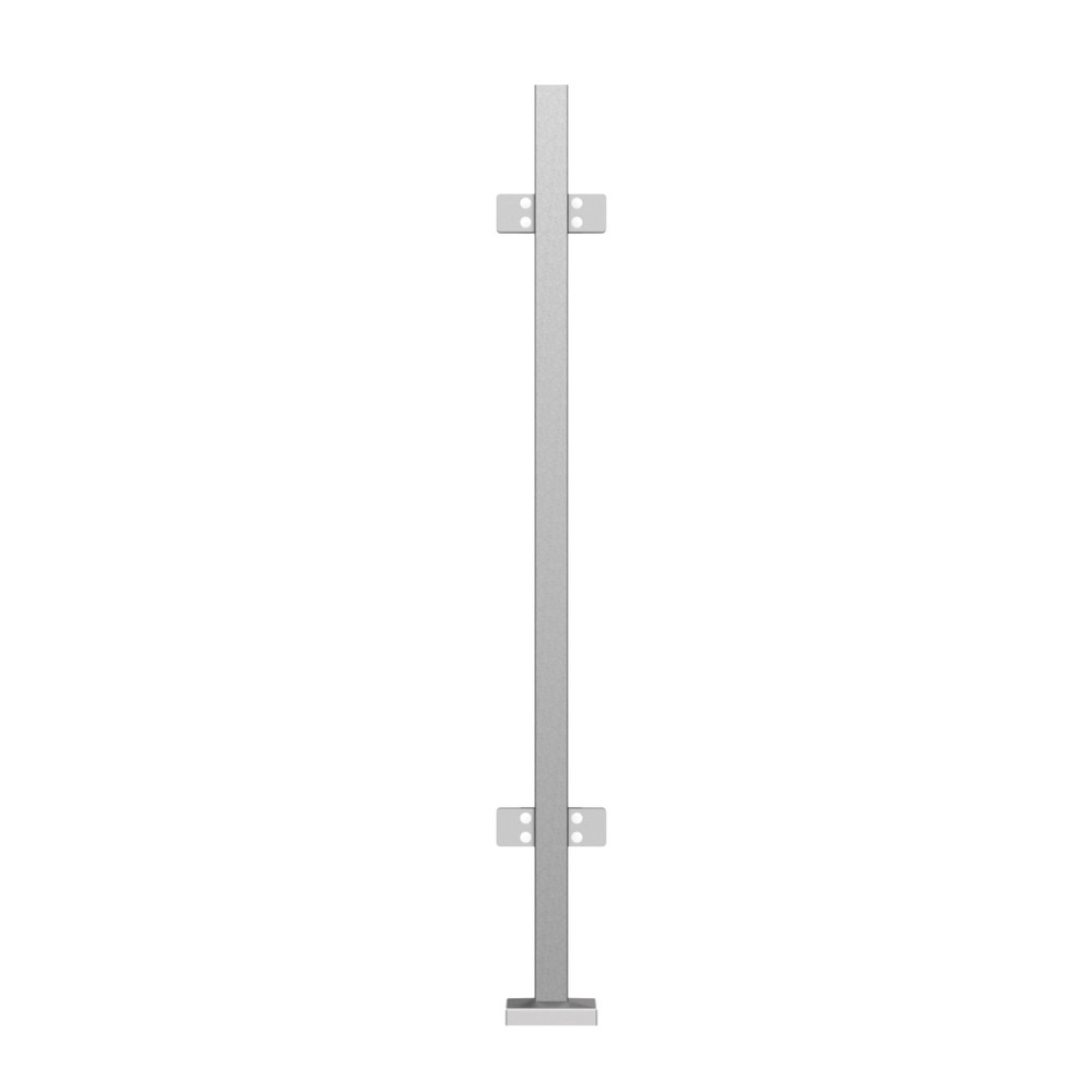 40mm sq Mid Rail cw Welded Base & Cover 4 x Clamps, Without Top, 1100mm High