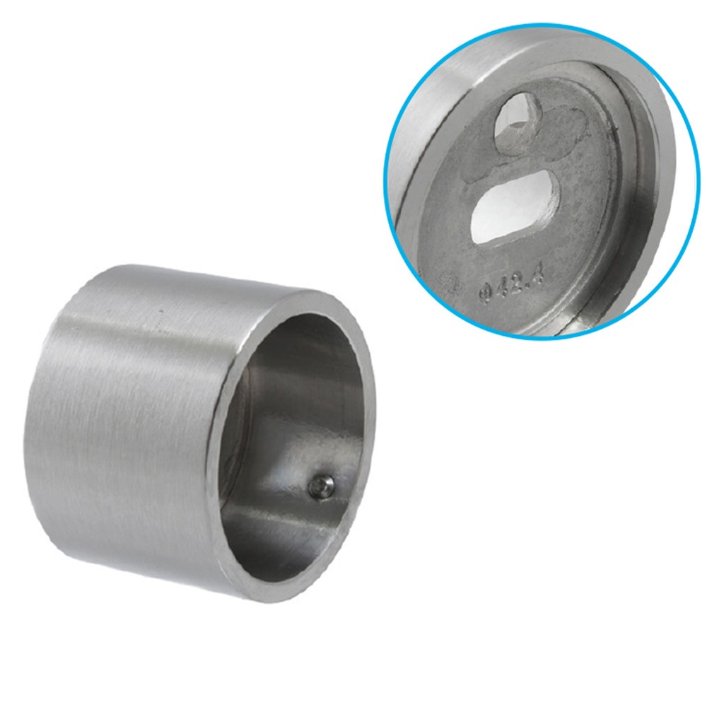 Wall End Connector - With Cable Hole For 42.4mm Tube - S/S 316