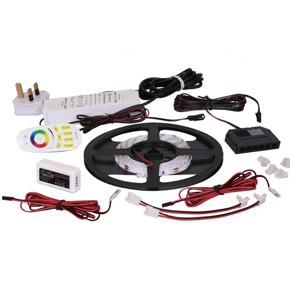 RGB Tape 5m 12v 7.2w 60 LED/m IP20 with RF Controller & LED Driver - F H Brundle