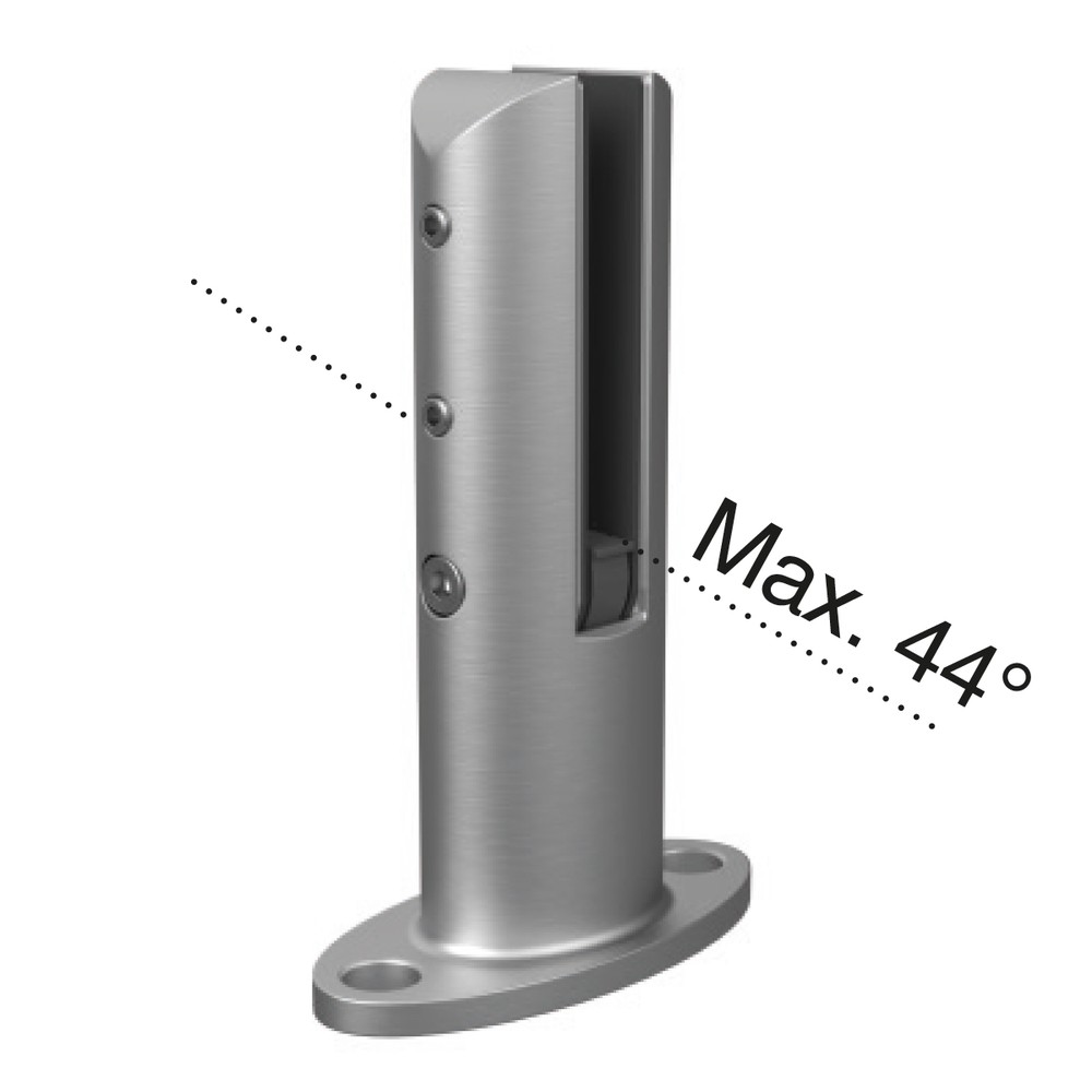 Stair Spigot - Base Fix 12-17.52mm Glass Oval Model Duplex 2205 Satin