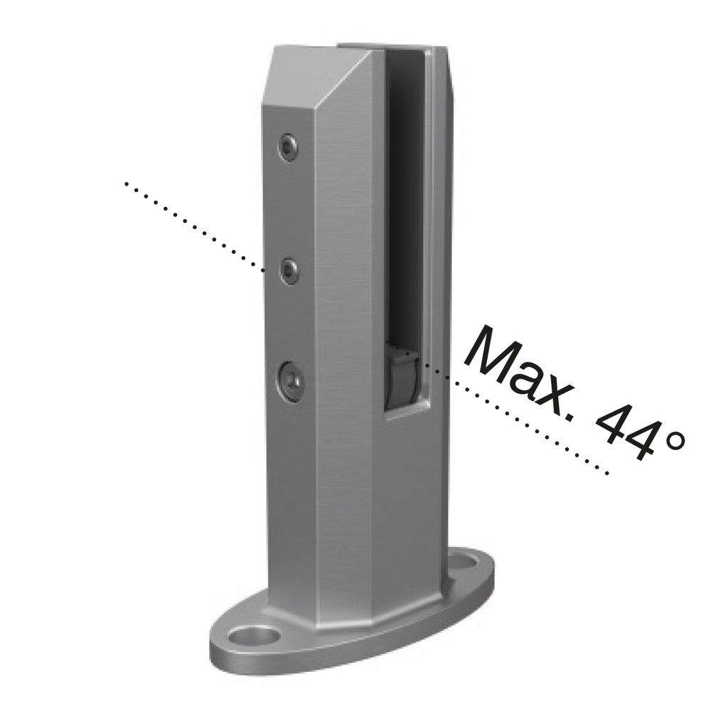 Stair Spigot - Base Fix 12-17.52mm Glass Square Model Duplex 2205 Satin