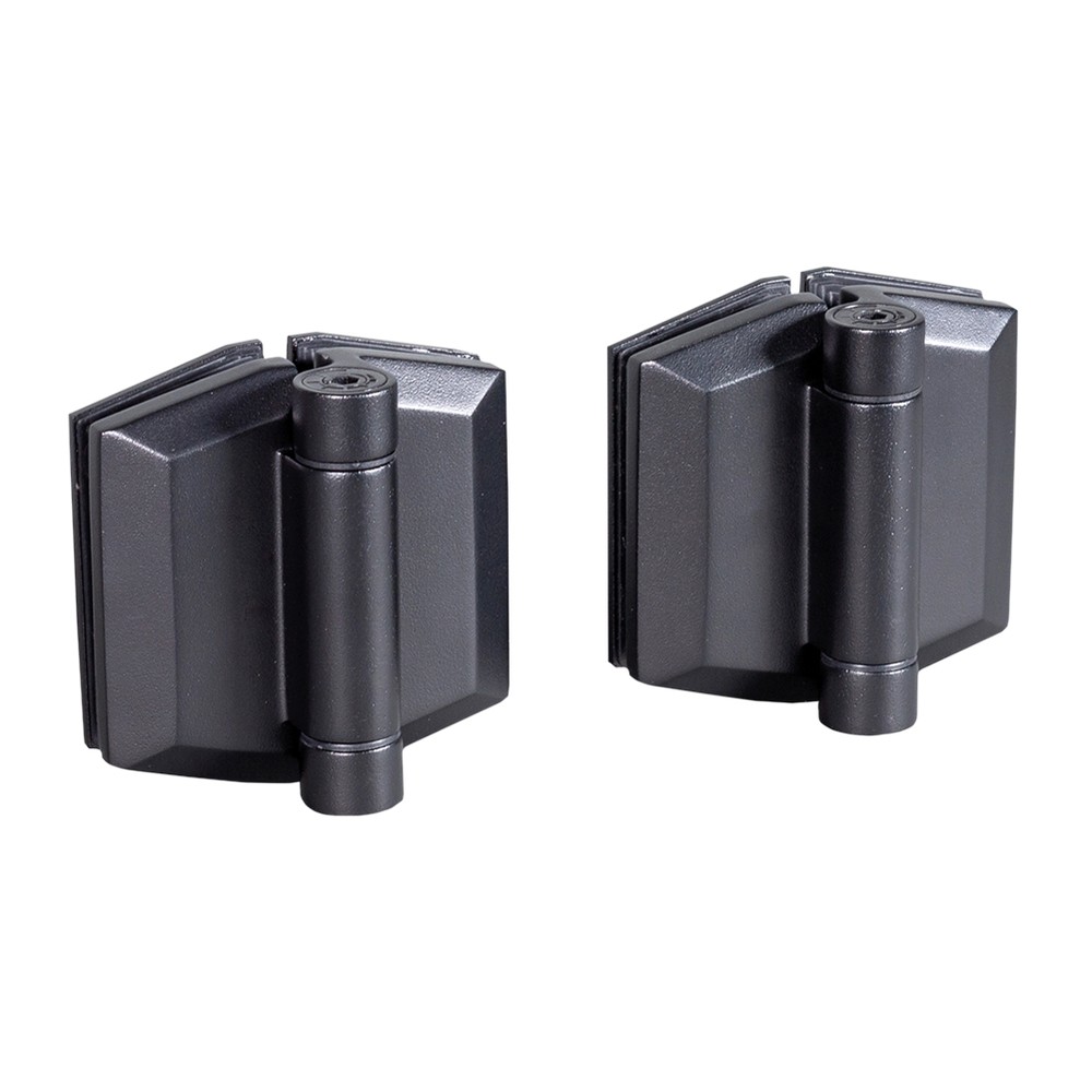 Pair Soft Close Hinges - Glass to Glass - 2205 Duplex - Black Finish
