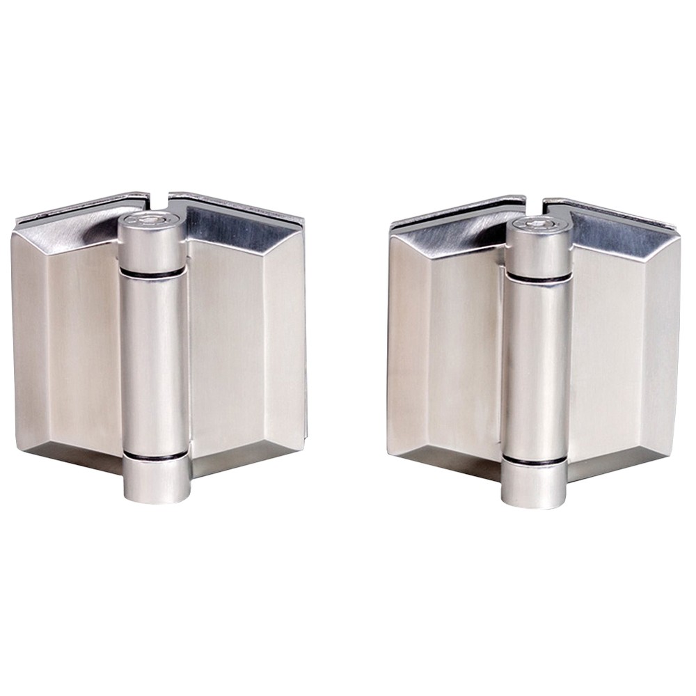 Pair Soft Close Hinges - Glass to Glass - 2205 Duplex - Satin Finish