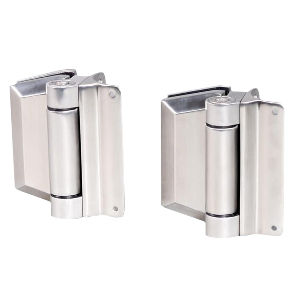 Pair Soft Close Hinges - Glass to Round Post - 2205 Duplex - Satin