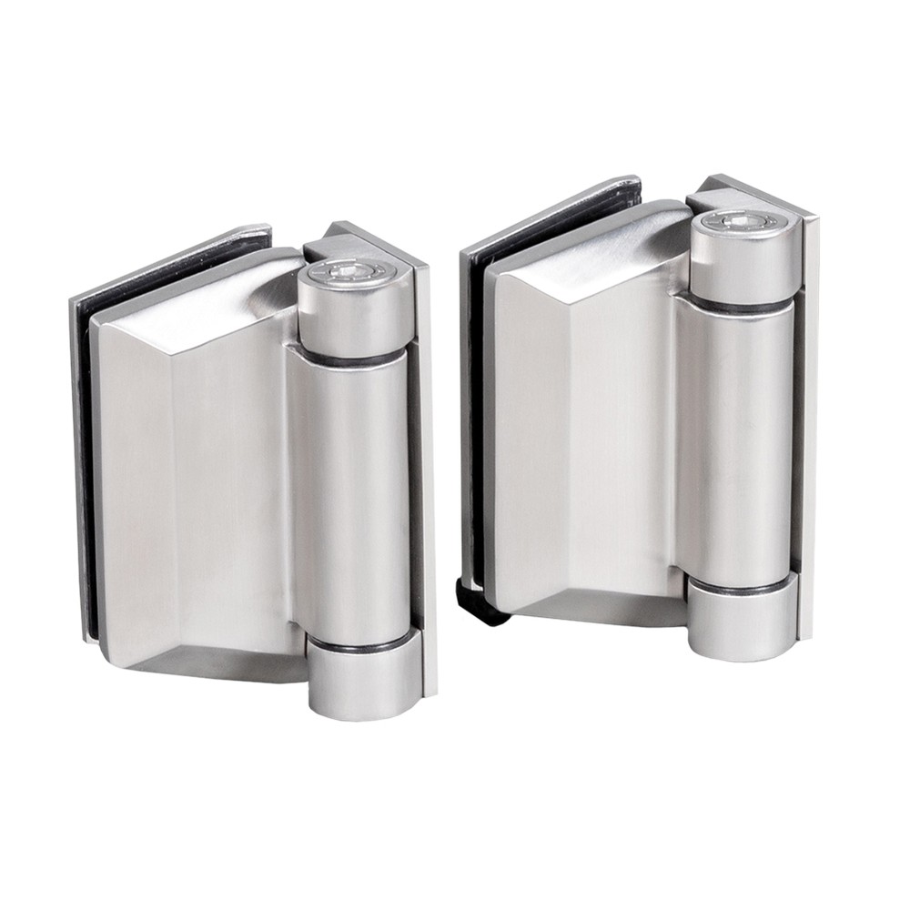 Pair Soft Close Hinges - Glass to Wall - 2205 Duplex - Satin Finish