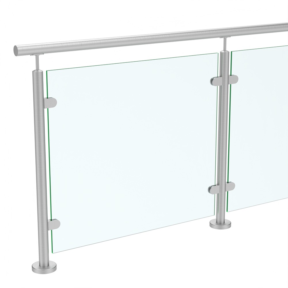 Timeless Boltdown 42.4mm Post & Handrail Includes 10mm Glass 304 Satin Polish
