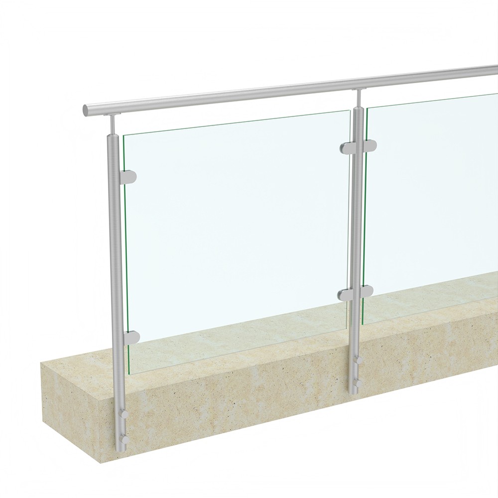Timeless Side fix 48.3mm Post & Handrail Includes 10mm Glass - 316 Satin