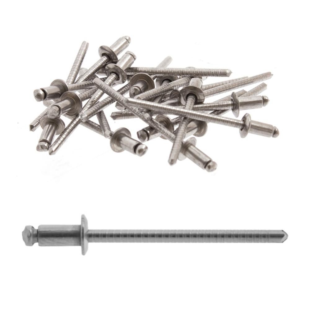 4.8mm Std Dome S/S 304 A2 Rivets Price per 100 - 8mm Long - F H Brundle
