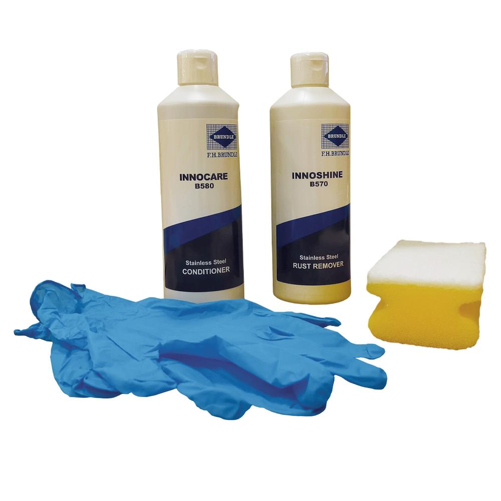 Abrasive Free Stainless Steel Cleaner and Protector Kit - 2 x 500ml bottles - F H Brundle