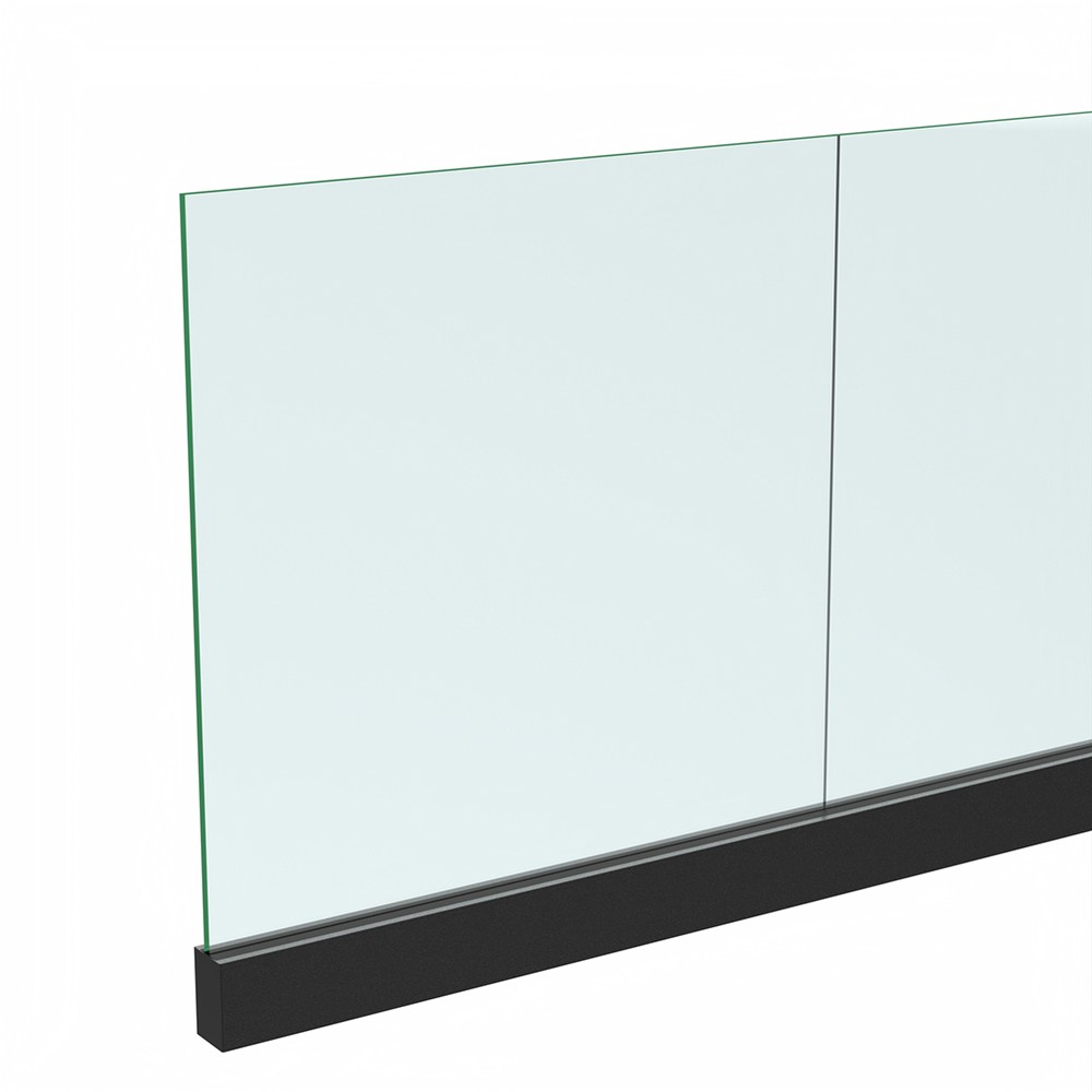 Framless Glass Balustrade - Black Aluminium Base - Duo Channel with 15mm Toughened Glass Panels.