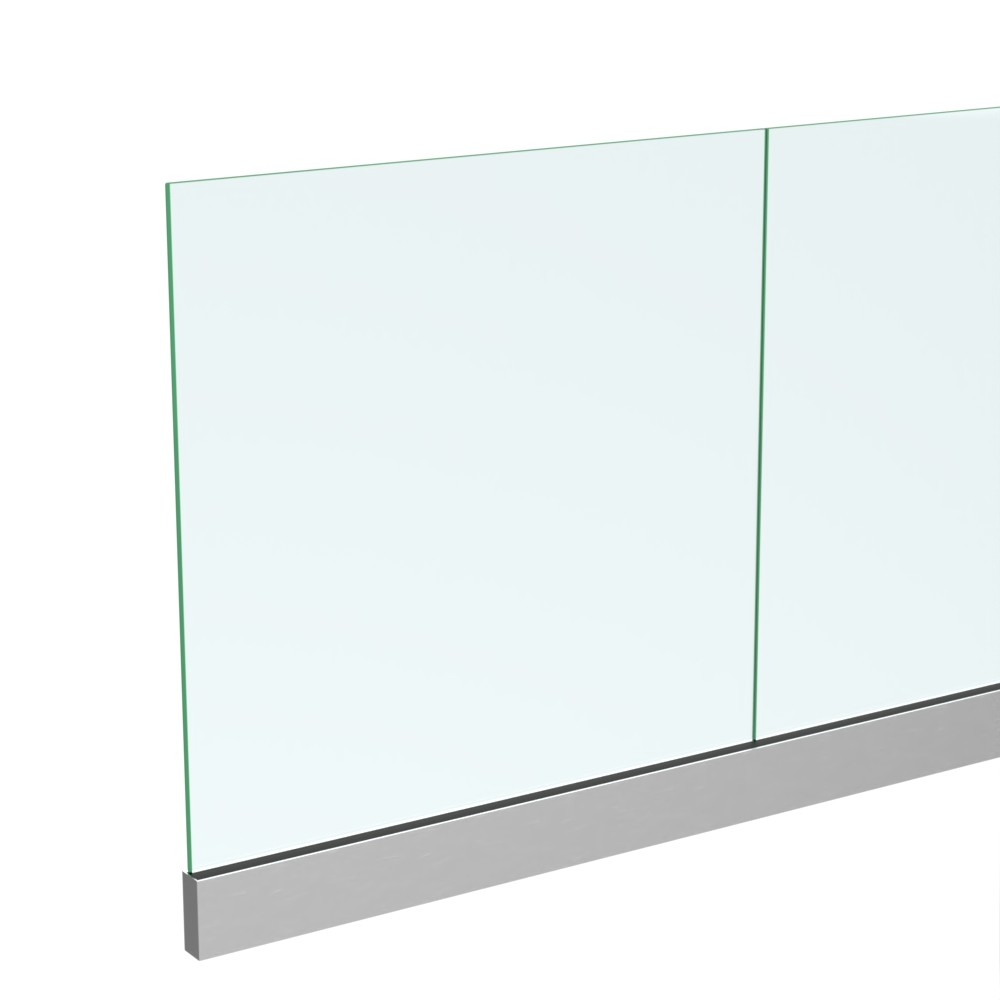 Frameless Glass Balustrade - Aluminium Slim Channel & 12mm Glass - Per Metre
