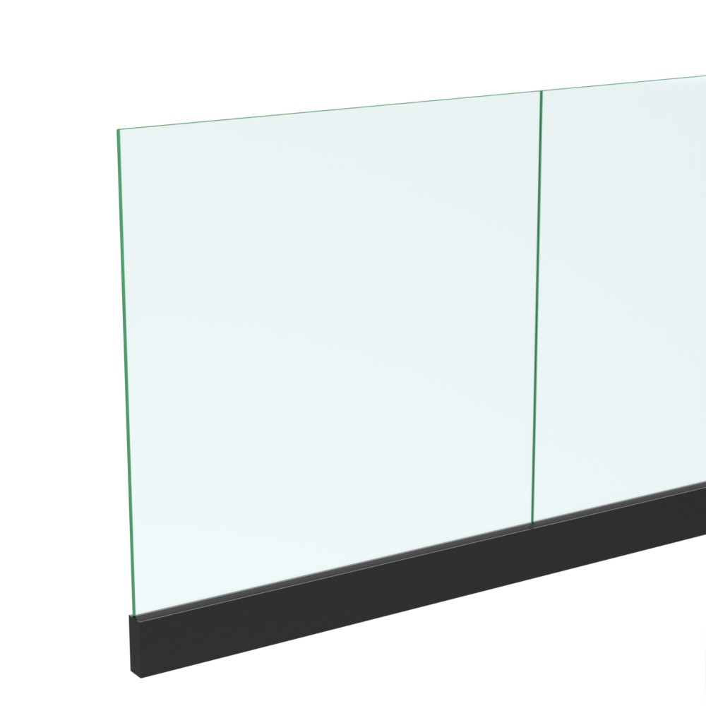 Frameless Glass Balustrade - Black Aluminium Slim Channel & 12mm Glass - Per Metre