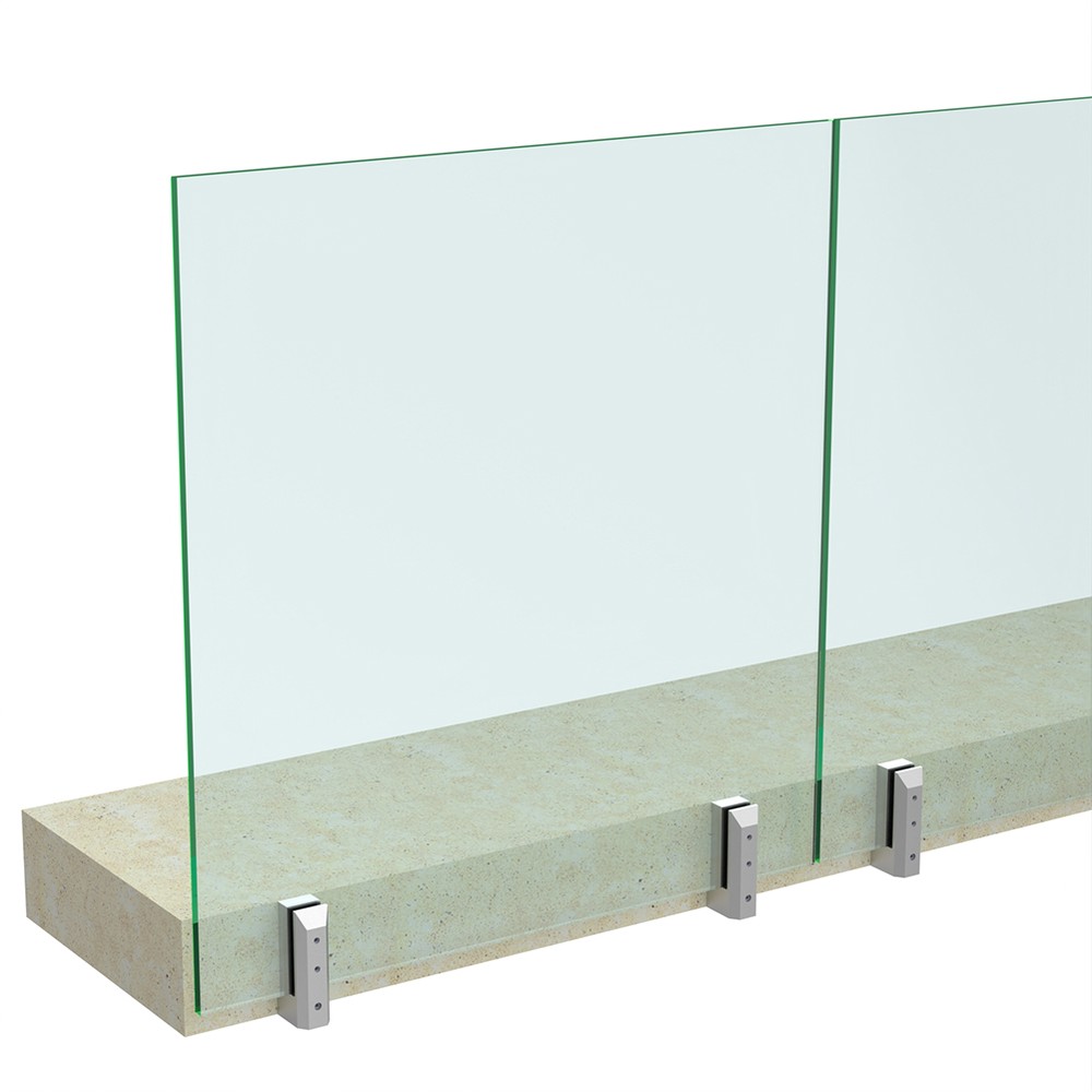 Side Fix Square Spigot Duplex 2205 Satin Includes 15mm Glass