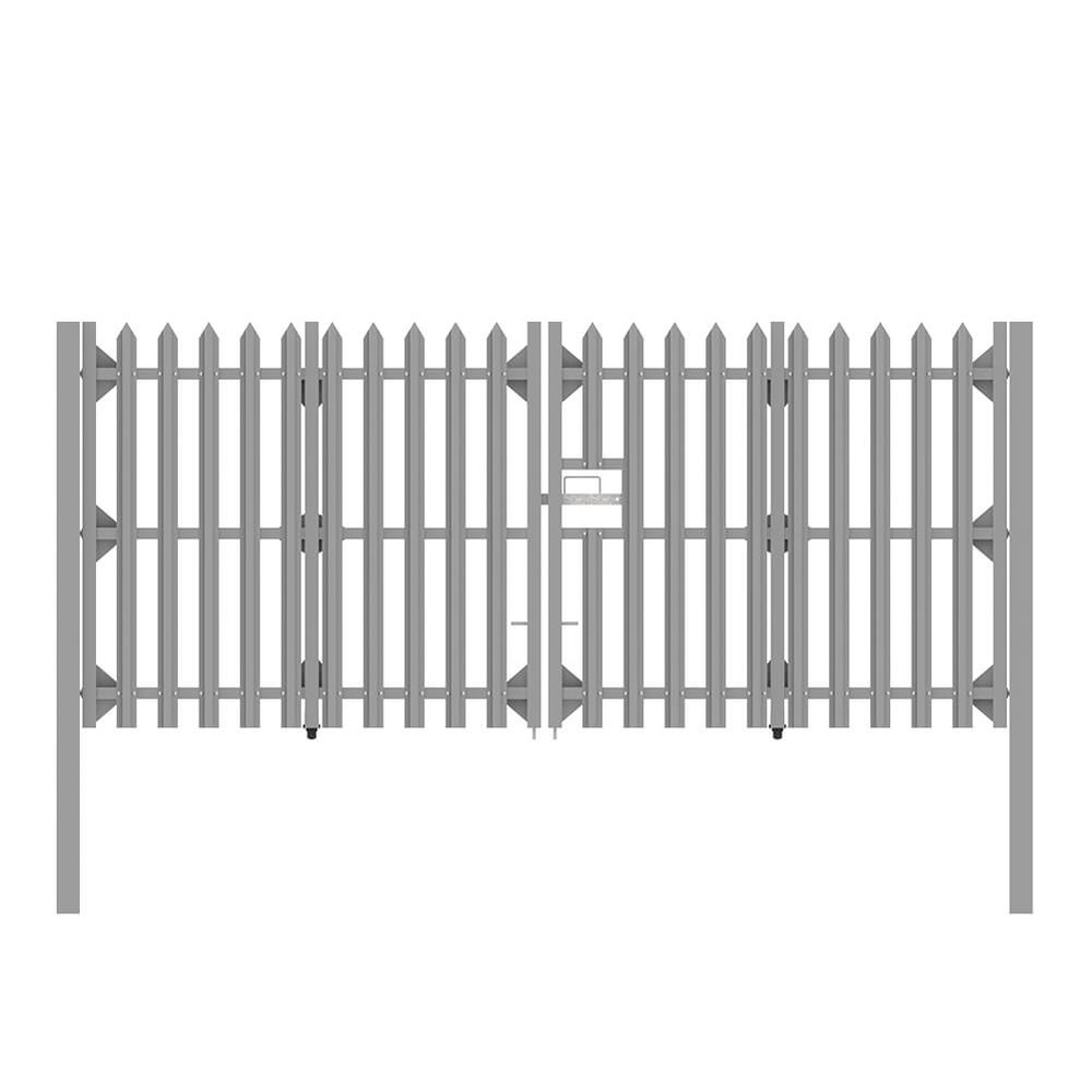 Grey GRP Double Leaf Gate 1.8m H x 4m Concrete-in c/w Posts & Fittings