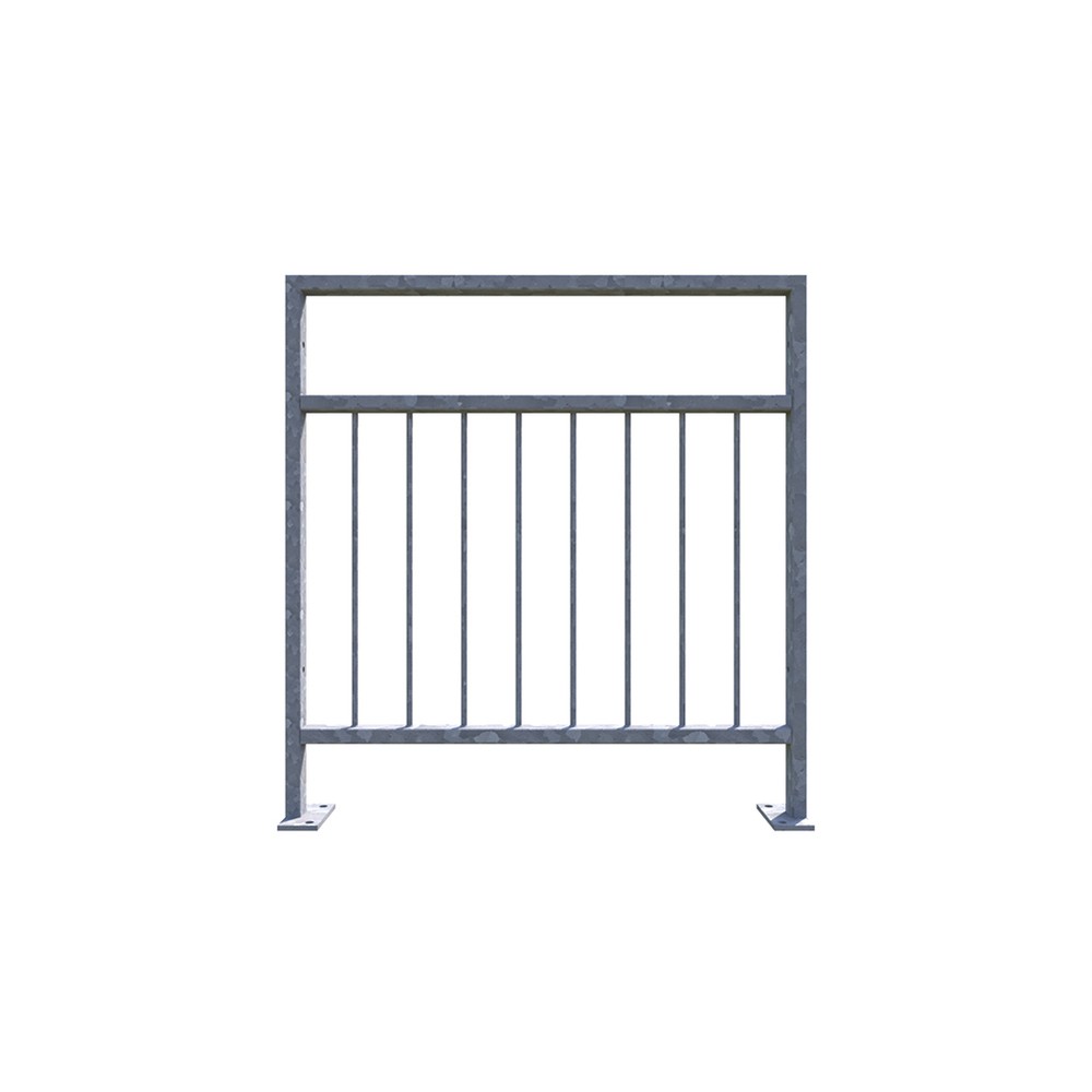 Pedestrian Barrier - 1m Long Panel With Visibility Gap & Base Plate - Bolt Down