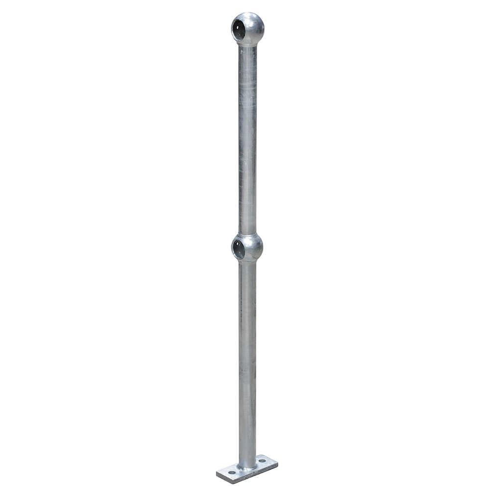 Galvanised Tubular H/Rail Stds FHB 4D 550-550 To Suit 33.7mm Od Tube Inc. Grubscrews