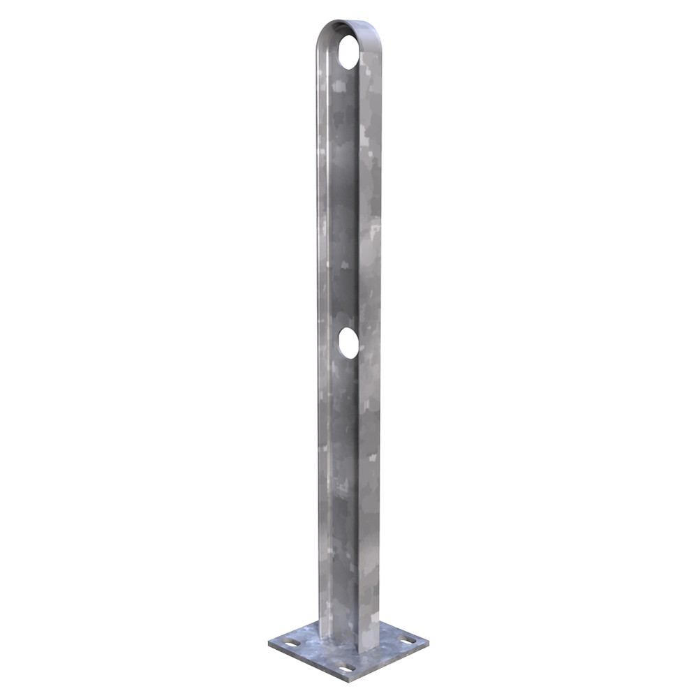 RSJ Bolt Down Post - 48.3mm Tube 2 Hole Galvanised Overall Height 1126mm