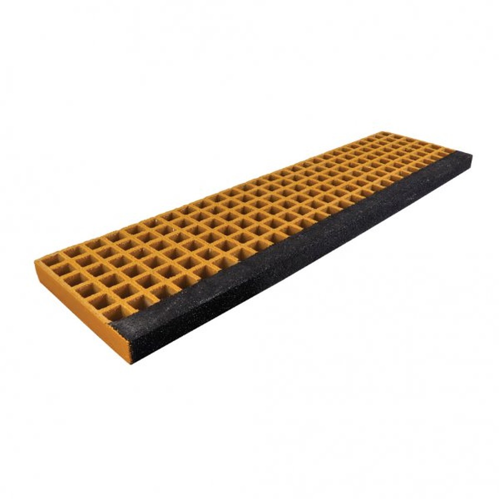 GRP Stair Tread (Moulded) 38Sq x D38mm - Yellow & Black Nosing (996 x 275mm)