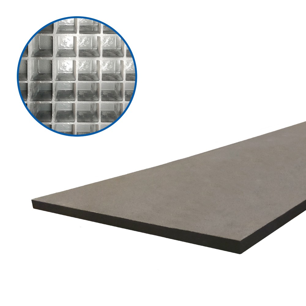 GRP Glass Fibre Solid Top Grating 38 x 38mm Mesh - 3.6 x 1.2m - Grey