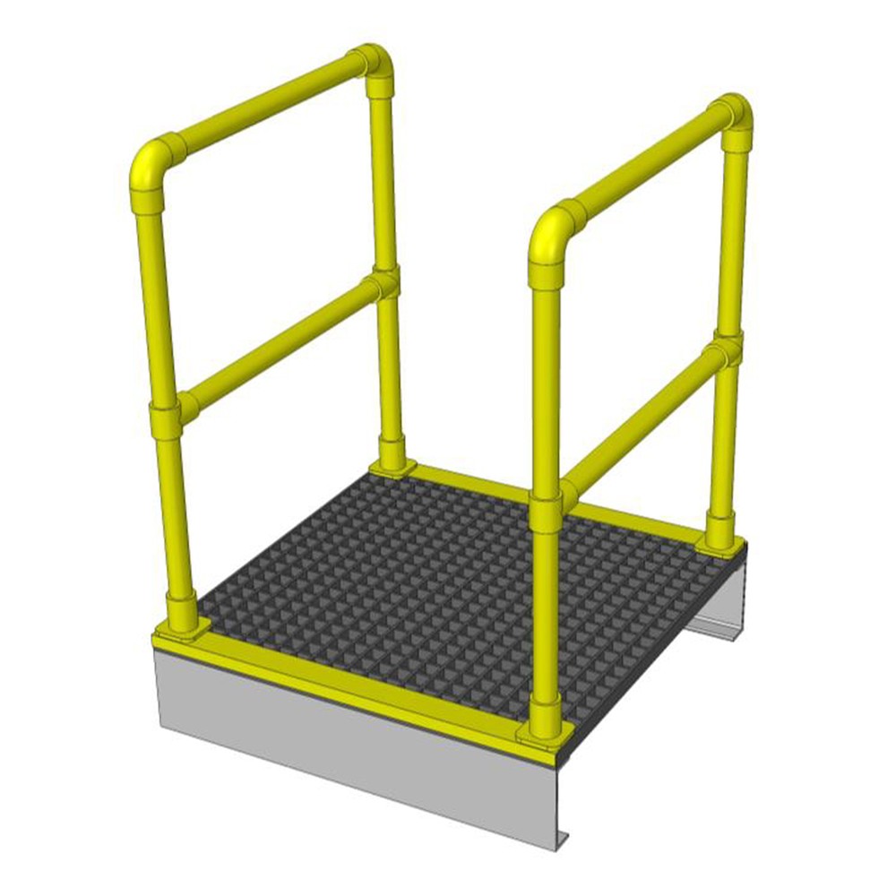 Handrail GRP Step Up/Over Platform 996mm Span x 996mm Width - - 241mm Height - Black & Yellow
