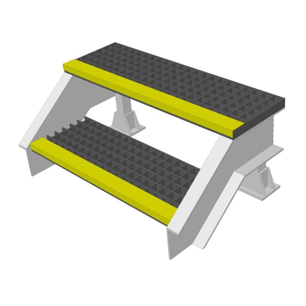 GRP Step Up/Over Platform 996mm Span x 630mm Width - 2 Steps - 430mm Height - Black & Yellow