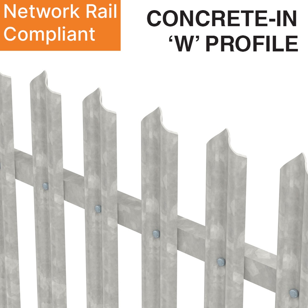 2.4m High Palisade Galv. - Metre Run 2.5mm Single Point (W)