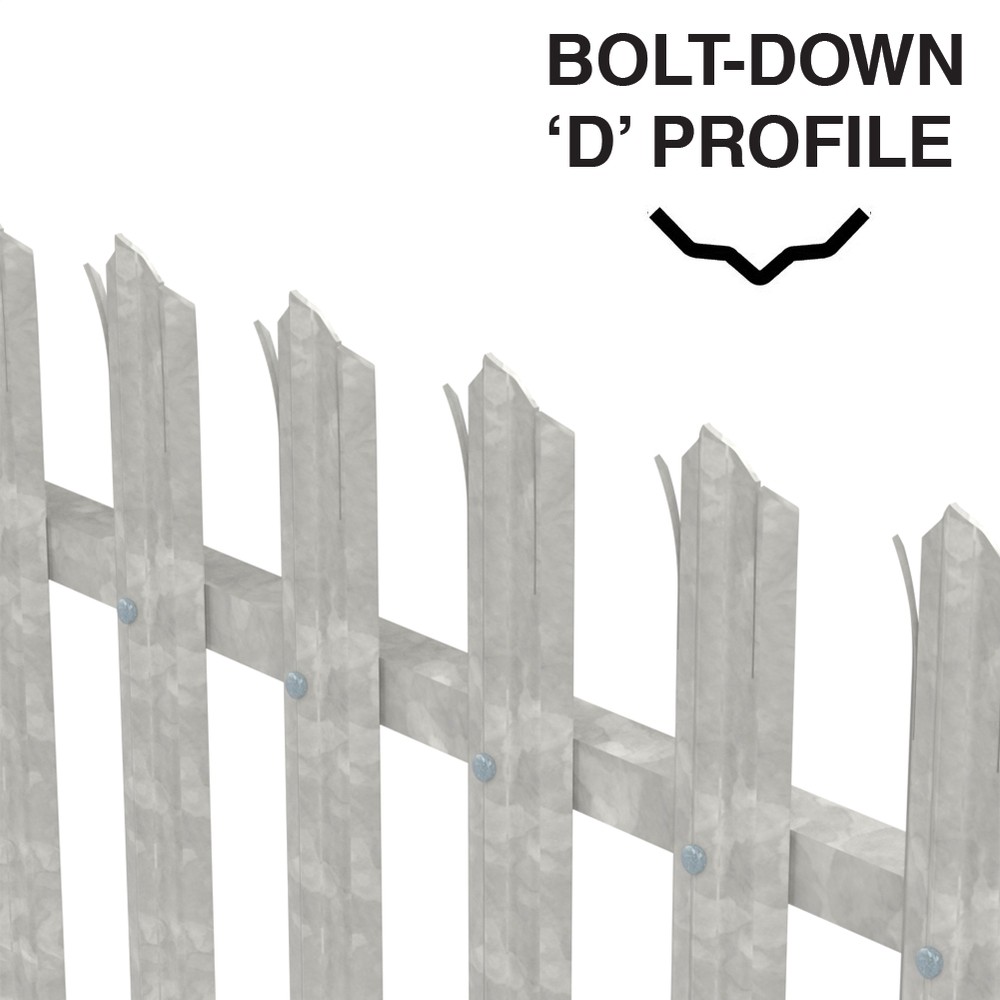 3.0m High Palisade Galvanised - Metre Run Triple Point 'D' 3.0mm