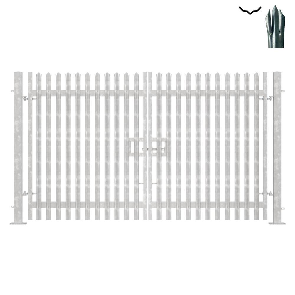 Double Leaf Bolt-Down Gate - 2.4m H x 4m Galvanised c/w Posts & Fittings - F H Brundle