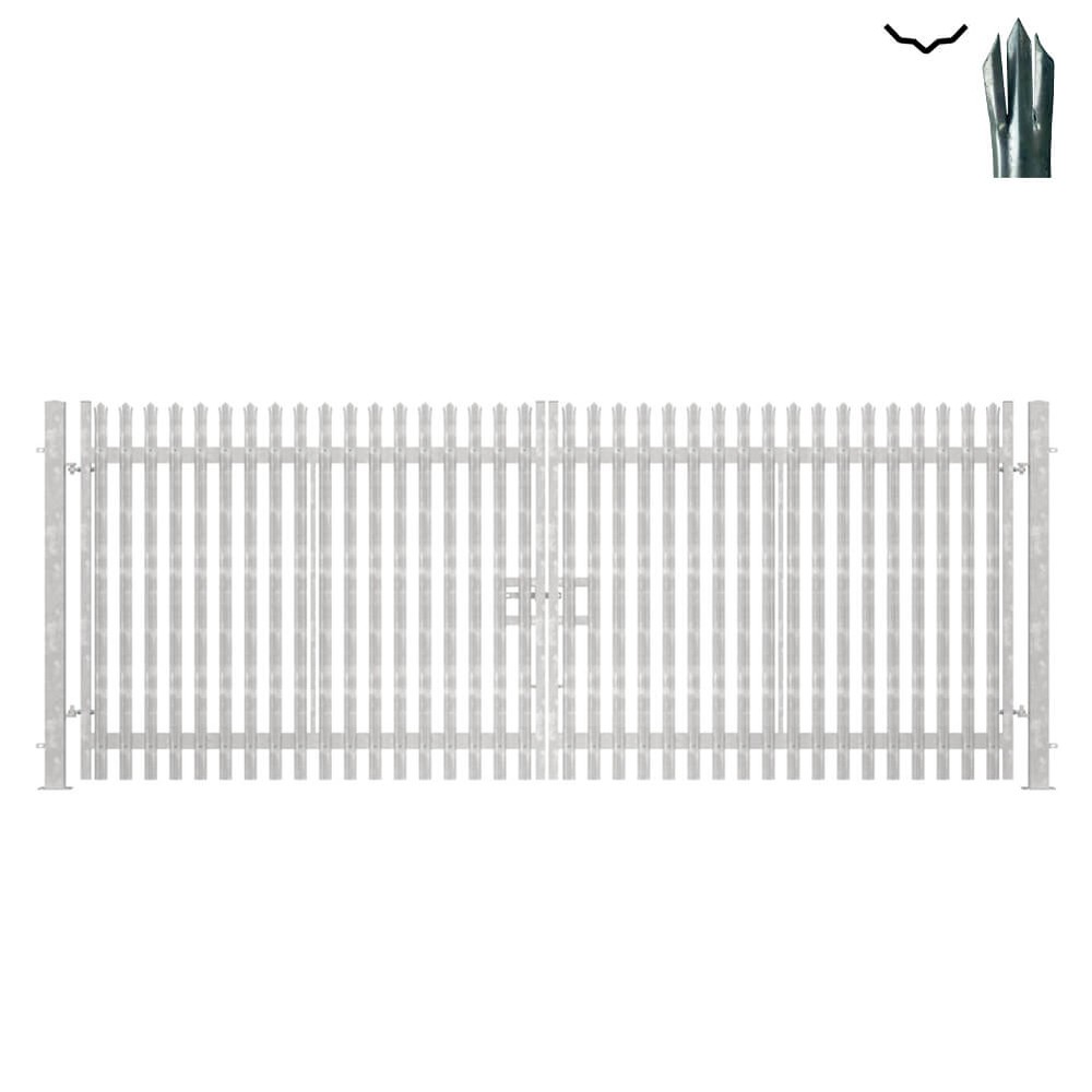 Double Leaf Gate & Posts 2.4m H x 6.0m Triple Pointed 'D' Section 3.0mm