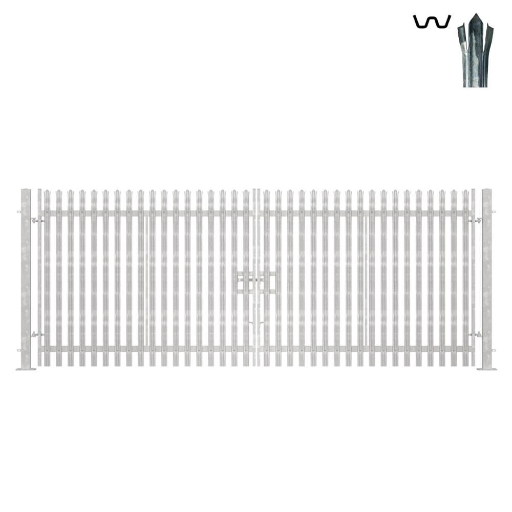 Double Leaf Gate & Posts 2.4m H x 6.0m Triple Pointed 'W' Section 3.0mm