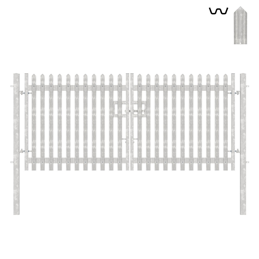 Double Leaf Concrete-In Gate1.8m H x 4m Galvanised c/w Posts & Fittings