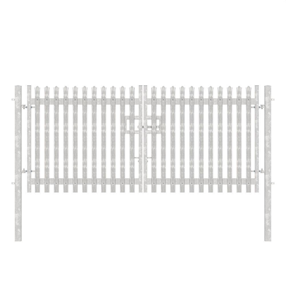 Double Leaf Concrete-In Gate1.8m H x 4m Galvanised c/w Posts & Fittings - F H Brundle