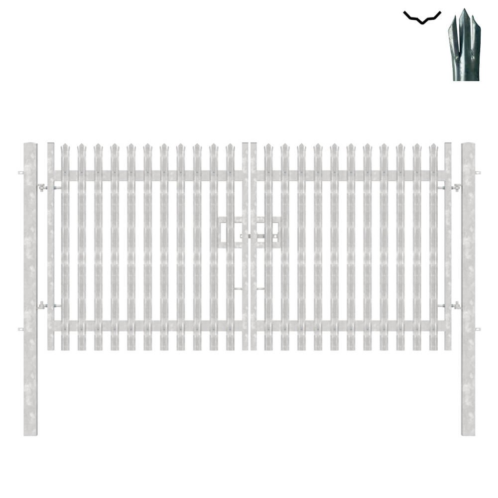 Double Leaf Gate & Posts 2.0m H x 4.0m Triple Pointed 'D' Section 3.0mm