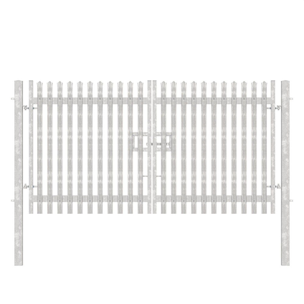Double Leaf Gate & Posts 2.1m H x 6m Triple Pointed 'W' Section 2.0mm