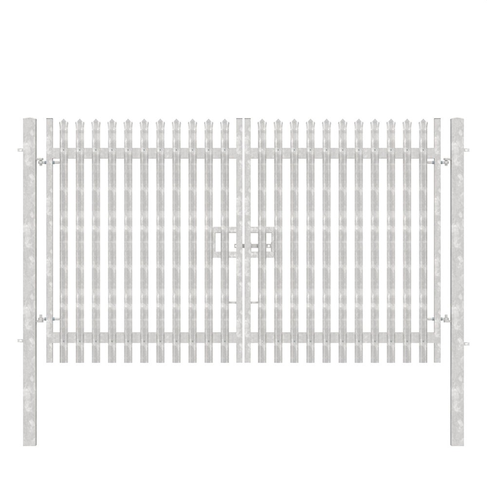 Double Leaf Gate & Posts 2.4m H x 5m Triple Pointed 'D' Section 3.0mm