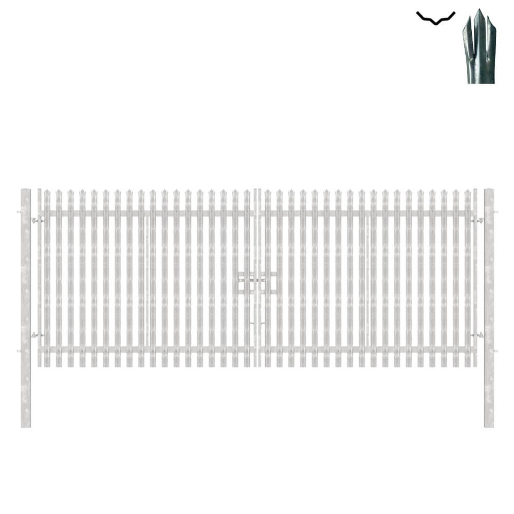 Double Leaf Gate & Posts 2.4m H x 6.0m Triple Pointed 'D' Section 3.0mm