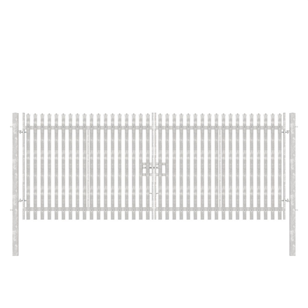 Double Leaf Gate & Posts 2.4m H x 6.0m Triple Pointed 'W' Section 3.0mm