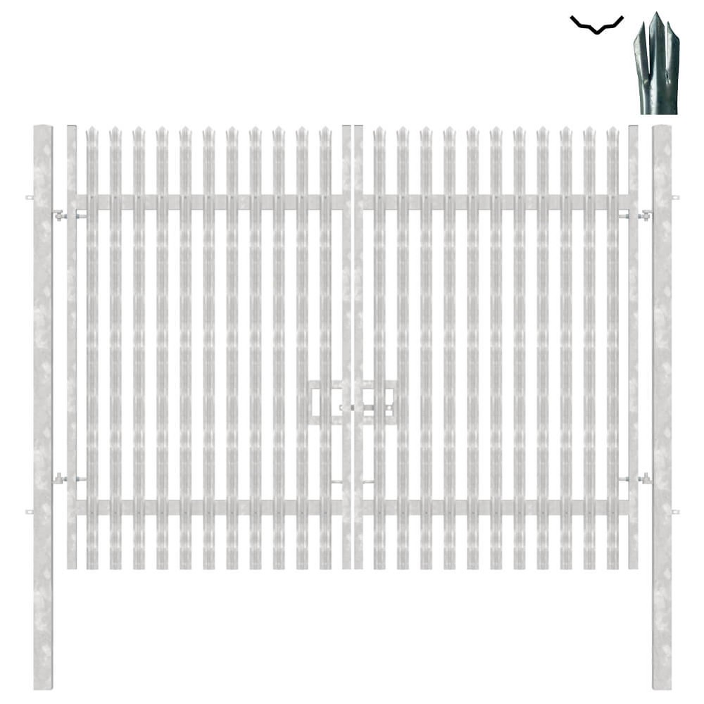 Double Leaf Gate+Posts 3.0m H x 4.0m Triple Pointed 'D' Section 3.0mm