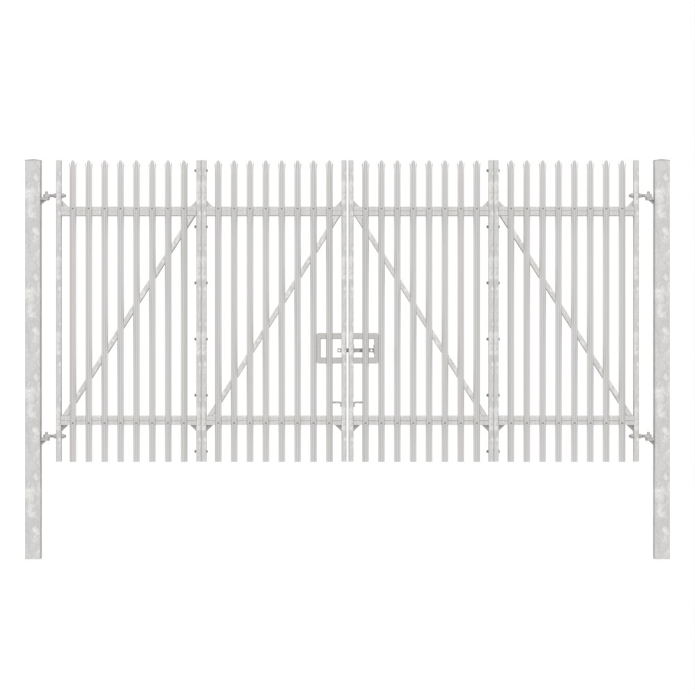 Double Leaf Gate & Posts 3.0m H x 6m Triple Pointed 'W' Section 2.0mm