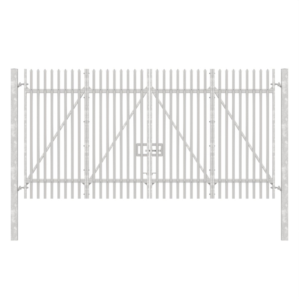Double Leaf Gate & Posts 3.0m H x 6m Triple Pointed 'W' Section 3.0mm