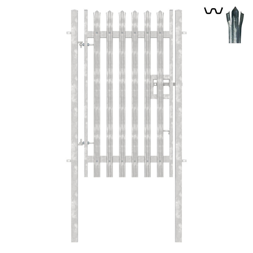 Single Leaf Gate+Post 2.1m High x 1.2m Triple Pointed 'W' Section 2.0mm