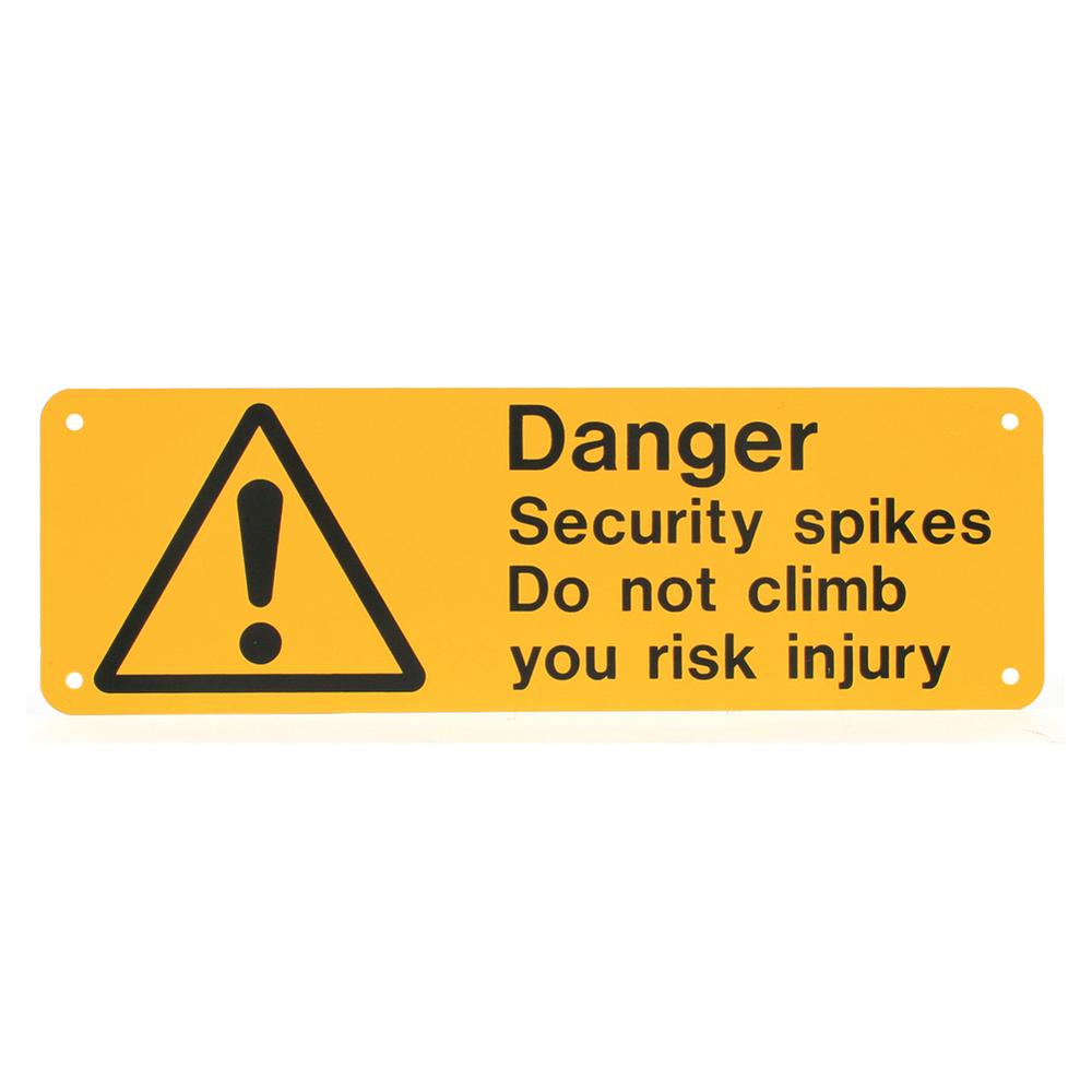 Plastic Danger Signs For Security Spikes 300mm x 100mm - F H Brundle