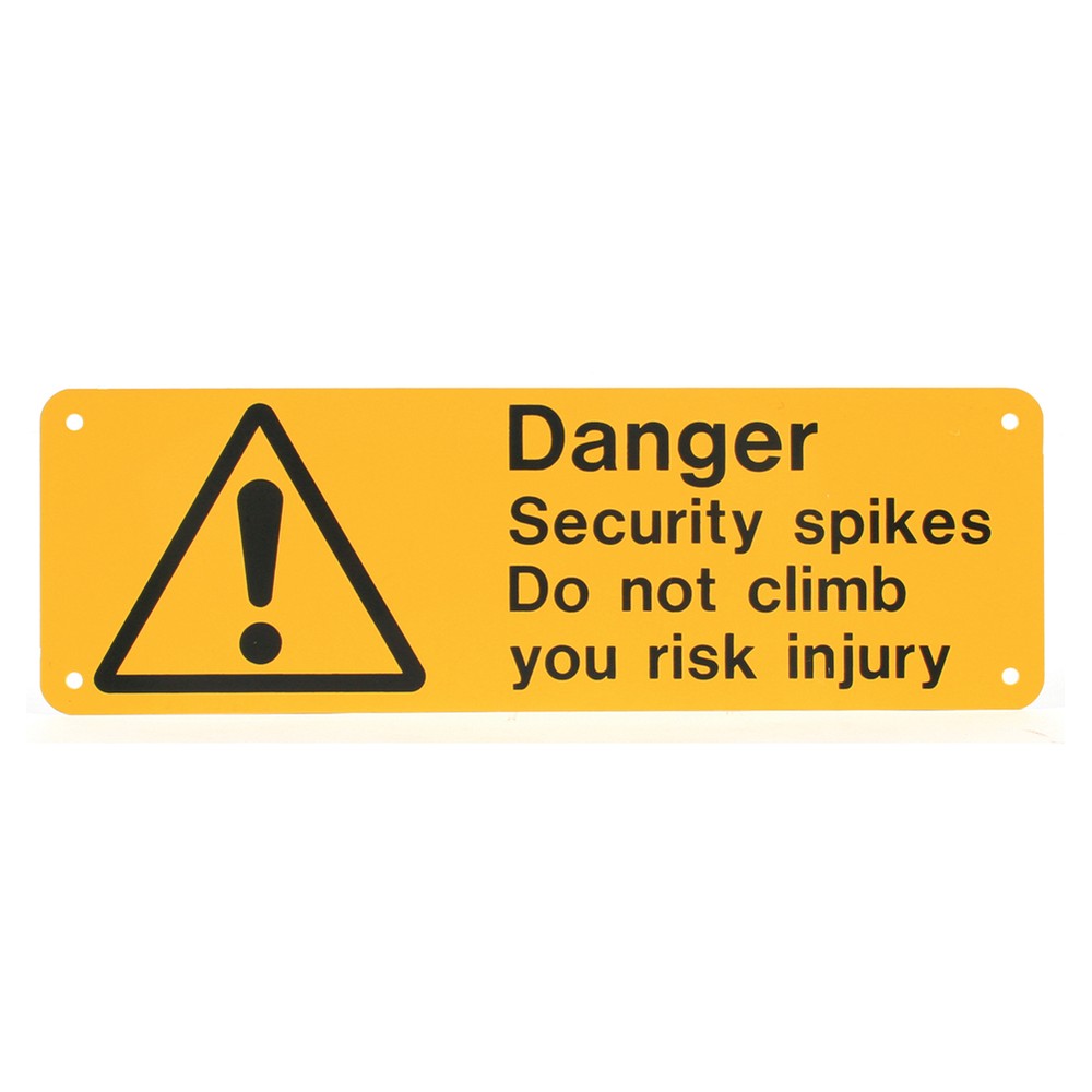 Plastic Danger Signs For Security Spikes 300mm x 100mm