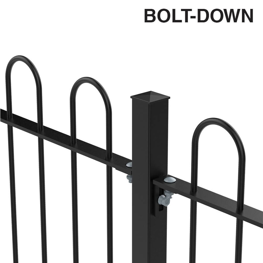PPC Black 1200mm Bow Top Bolt Down Fence 1200mm x 12mm Bars