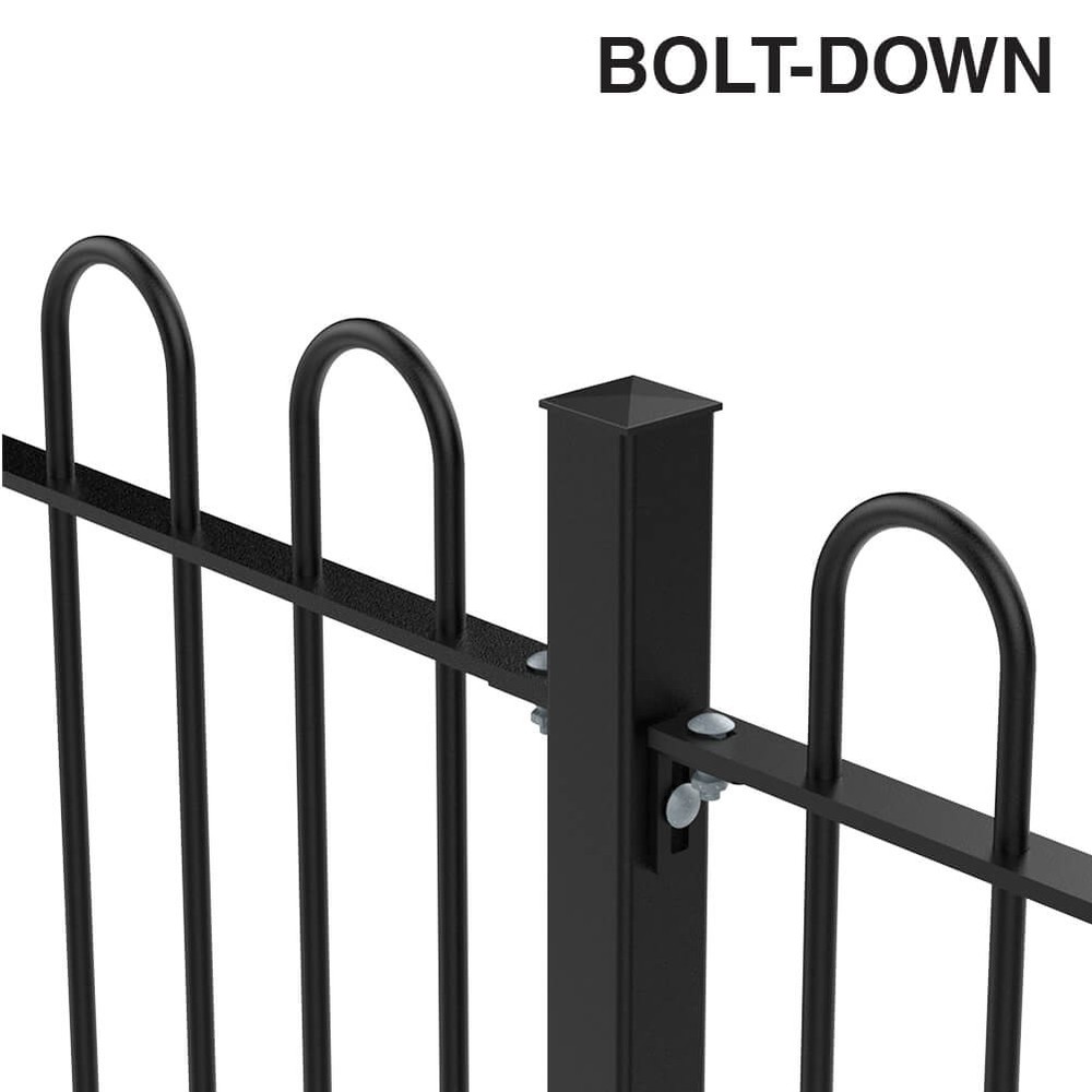 1500mm Bow Top Bolt Down Fence p/m 1500mm x 16mm Bars - PPC Black