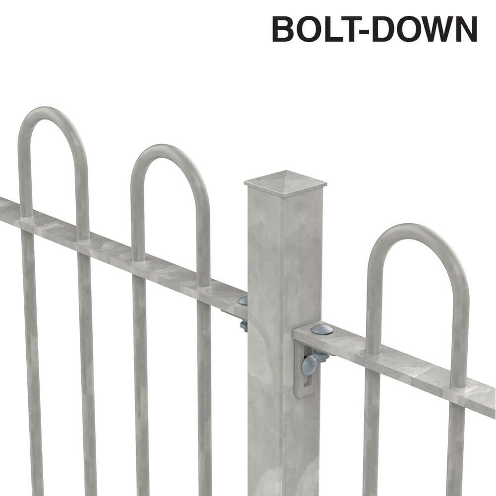 1500mm Bow Top Bolt Down Fence p/m 1500mm x 16mm Bars - Galvanised