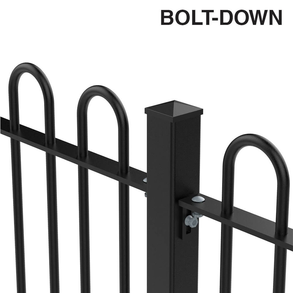 1800mm Bow Top Bolt Down Fence p/m 1800mm x 20mm Hollow Bars - PPC Black